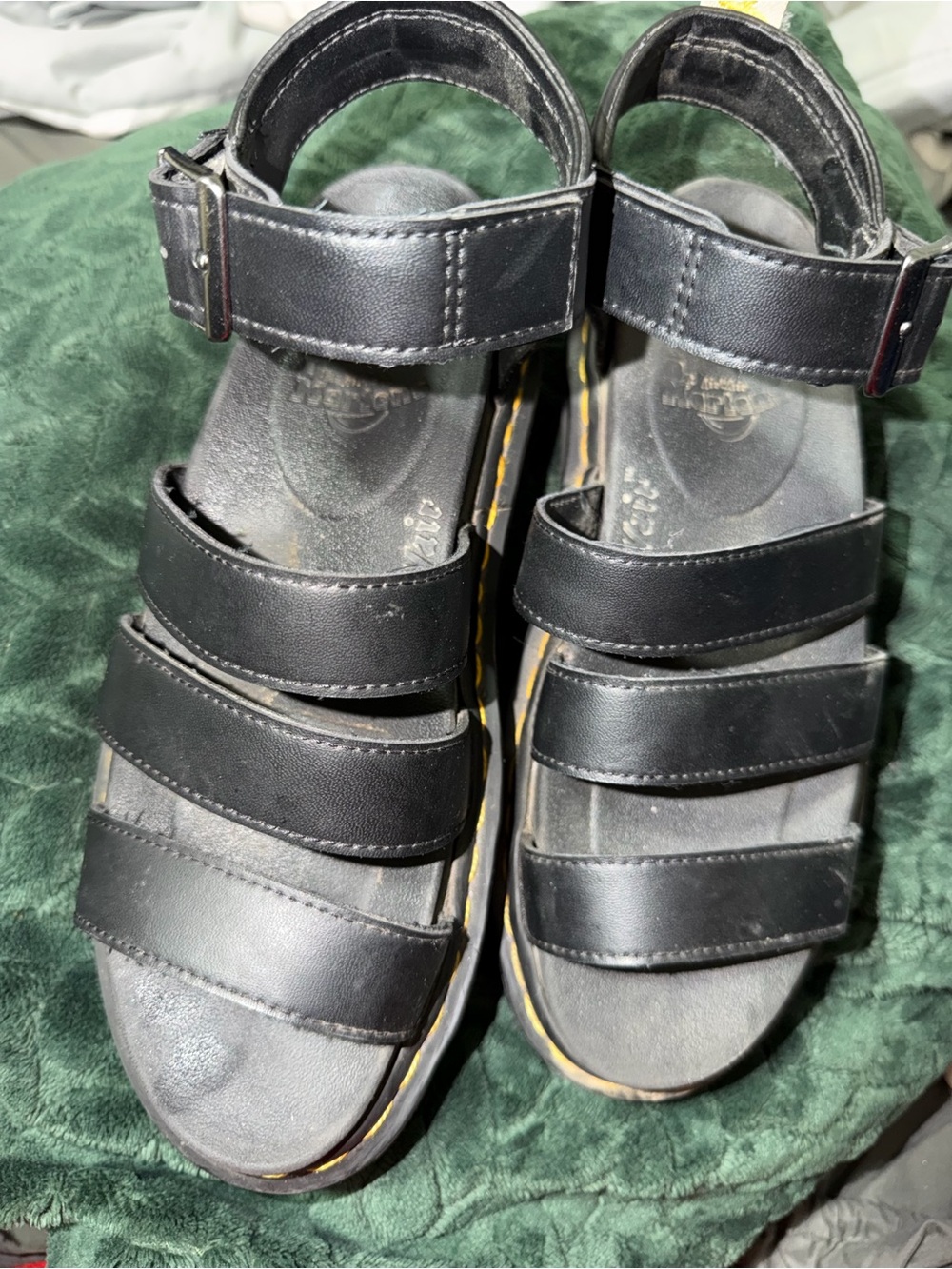 Dr. Martens Black Triple-Strap Leather Sandals
